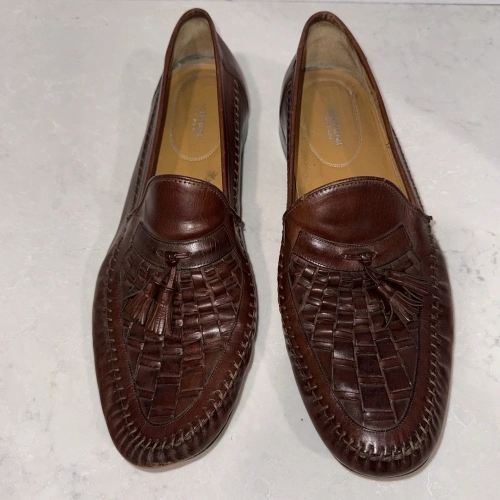 Nordstrom Brown Leather Tassel Loafers, Italy, , Size 14 D EXCELLENT